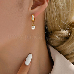 Fashionable 201 Stainless Steel Clear Cubic Zirconia Round Hoop Earrings&nbsp;SO8634