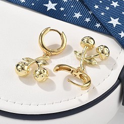 Brass Cherry Hoop Earrings&nbsp;EJEW-R016-04P