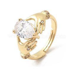 Brass Micro Pave Cubic Zirconia Rings for Women&nbsp;RJEW-K312-04G