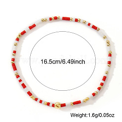 Bohemian Glass Seed Beads & Brass Stretch Bracelets for Women&nbsp;TI8364-1