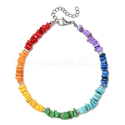 Dyed Natural Freshwater Shell Nuggets Beaded Chakra Anklets&nbsp;AJEW-AN00745