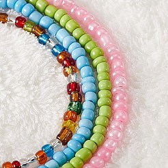 Sparkling Glass Seed Beads Stretch Anklets Set for Women&nbsp;AJEW-SW00002