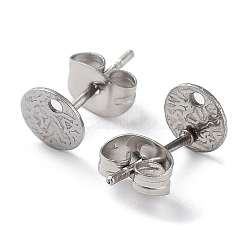 Non-Tarnish 201 Stainless Steel Flat Round Stud Earring Findings&nbsp;LS-STAS-K259-18A-P