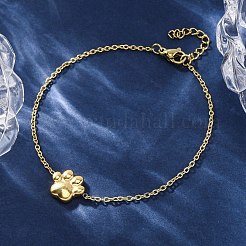 Dog Paw Print 304 Stainless Steel Pendant Necklaces & Bracelets & Stud Earrings Sets for Women&nbsp;SJEW-C004-20G