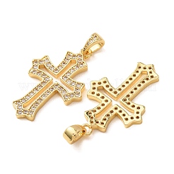 Brass Micro Pave Clear Cubic Zirconia Pendants&nbsp;CU-CBA1321-01G