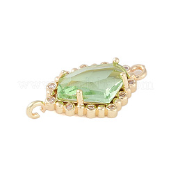 Golden Plated Brass Pave Clear Cubic Zirconia Connector Charms&nbsp;KK-L218-002G-03