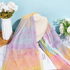 Rainbow Color Gradient Polyester Mesh Fabric&nbsp;DIY-WH0453-84