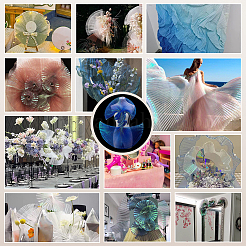 Polyester Mermaids Pleated Fabric&nbsp;DIY-WH0678-74B