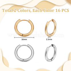 32Pcs 2 Colors 202 Stainless Steel Huggie Hoop Earrings&nbsp;EJEW-UN0003-19
