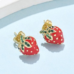 Brass Enamel Stud Earrings&nbsp;EJEW-Q017-04G