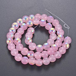 Spray Painted Glass Beads Strands&nbsp;GGLA-S058-001C-01