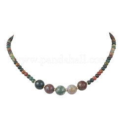 Round Natural Indian Agate Graduated Beaded Necklaces&nbsp;NJEW-JN05952-03