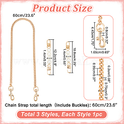 3Pcs 3 Style Plastic Imitation Pearl & Iron Curb Chain Bag Handles&nbsp;DIY-WR0002-71B