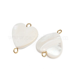 Natural Shell Heart Connector Charms&nbsp;X1-STAS-D378-25G