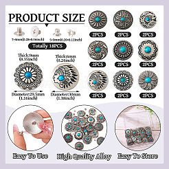 18 Sets 9 Styles Alloy Decorative Rivets&nbsp;BUTT-TA0001-20