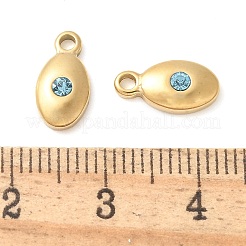 304 Stainless Steel with Rhinestone Charms&nbsp;STAS-Q345-15G-03