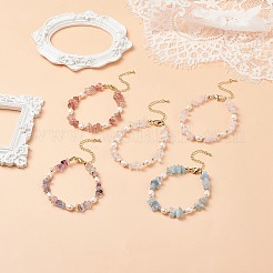 5Pcs 5 Style Natural Mixed Gemstone Chips & Pearl Beaded Bracelets Set for Women&nbsp;BJEW-JB08778