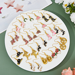 16 Pairs 16 Styles Alloy Enamel with Iron Dangle Earrings&nbsp;EJEW-HS00013