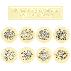 140Pcs 8 Styles Tibetan Style Alloy Beads&nbsp;TIBEB-FS0001-18