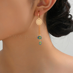 Fashionable Classic Brass Flower Tassel Hoop Earrings&nbsp;TS2520