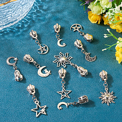 18Pcs 9 Styles Alloy Replacement Zipper Sliders with Sun Moon Star Charms&nbsp;HJEW-TAC0088