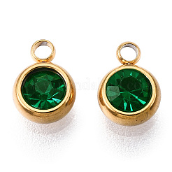 PVD Vacuum Plating 201 Stainless Steel Rhinestone Charms&nbsp;STAS-S068-03G