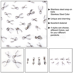 40Pcs 4 Style 304 Stainless Steel Pendant Pinch Bails&nbsp;STAS-UN0029-91