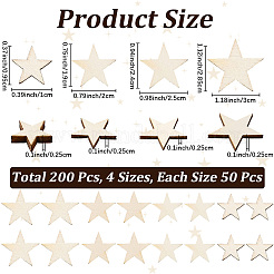200Pcs 4 Styles Unfinished Wood Chips&nbsp;WOOD-CN0001-31