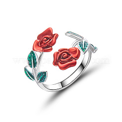 Rose Alloy Enamel Cuff Rings for Women&nbsp;FS-WGBA561-05