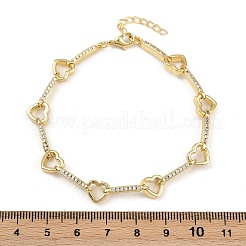 Brass Micro Pave Clear Cubic Zirconia Link Chain Bracelets for Women&nbsp;BJEW-F504-10G