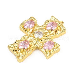 Brass Micro Pave Pink Cubic Zirconia Pendants&nbsp;CU-CBAD306-06G