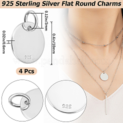 4Pcs 925 Sterling Silver Pendants&nbsp;STER-BBC0005-37B
