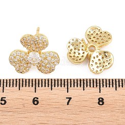 Brass Micro Pave Cubic Zirconia Stud Earrings&nbsp;EJEW-G471-51G