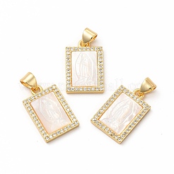 Rack Plating Brass Micro Pave Cubic Zirconia Pendants&nbsp;KK-H436-03G