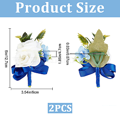 2Pcs Silk Cloth Flower Boutonniere Brooch&nbsp;JEWB-CP0001-42