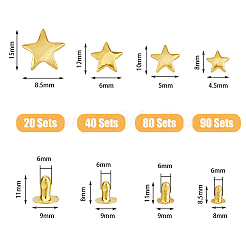 230 Sets  4 Sizes Star Shape Iron Garment Rivets&nbsp;FIND-FH0008-62