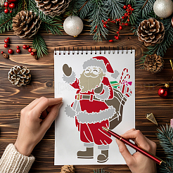 1Pc Christmas PET Hollow Out Drawing Painting Stencils&nbsp;DIY-MA0006-13