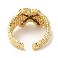 Rack Plating Real 18K Gold Plated Brass Criss Cross Open Cuff Rings&nbsp;RJEW-B048-06G
