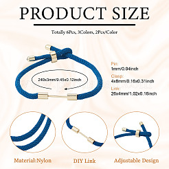 6Pcs 3 Colors Braided Nylon Cord Bracelet Making&nbsp;MAK-TA0001-27