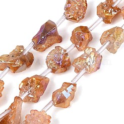 Dyed Electroplate Raw Rough Natural Amethyst Beads Strands&nbsp;G-Q610-05F