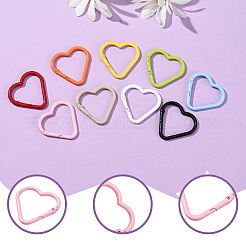 18Pcs 9 Colors Baking Paint Alloy Spring Gate Rings&nbsp;FIND-SC0017-36