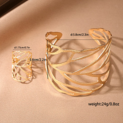 Hollow Out Leaf Alloy Cuff Bangles & Cuff Rings Sets&nbsp;FS-WG00ED8-01