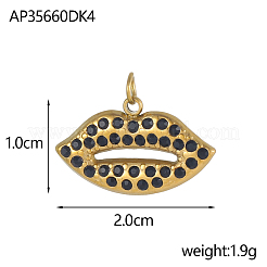 304 Stainless Steel Micro Pave Cubic Zirconia Pendants&nbsp;STAS-OY005-97G
