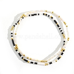 2Pcs Bohemian Style Glass Seed Beaded Stretch Bracelet Set with Brass Beads&nbsp;HV2653