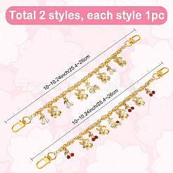 2Pcs 2 Styles Brass Bag Decorative Chains&nbsp;PURS-SC0001-03