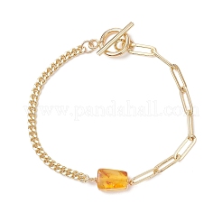 Rectangle Natural Amber Bead Link Bracelets&nbsp;BJEW-JB13365