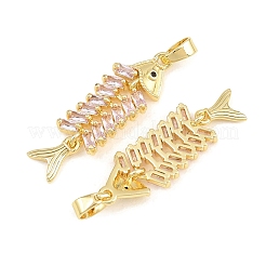Brass Pink Cubic Zirconia Pendants&nbsp;KK-E800-05A-G