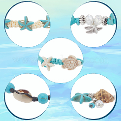 10Pcs 10 Style Synthetic Turquoise & Natural Shell & Seed Braided Bead Bracelet & Anklet&nbsp;AJEW-AN0007-10