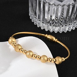 304 Stainless Steel Texture Bead Bangles&nbsp;BJEW-L610-18G