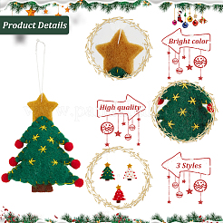 6Pcs 3 Colors Christmas Tree with Star Felt Fabric Pendant Decoration&nbsp;HJEW-CP0001-10